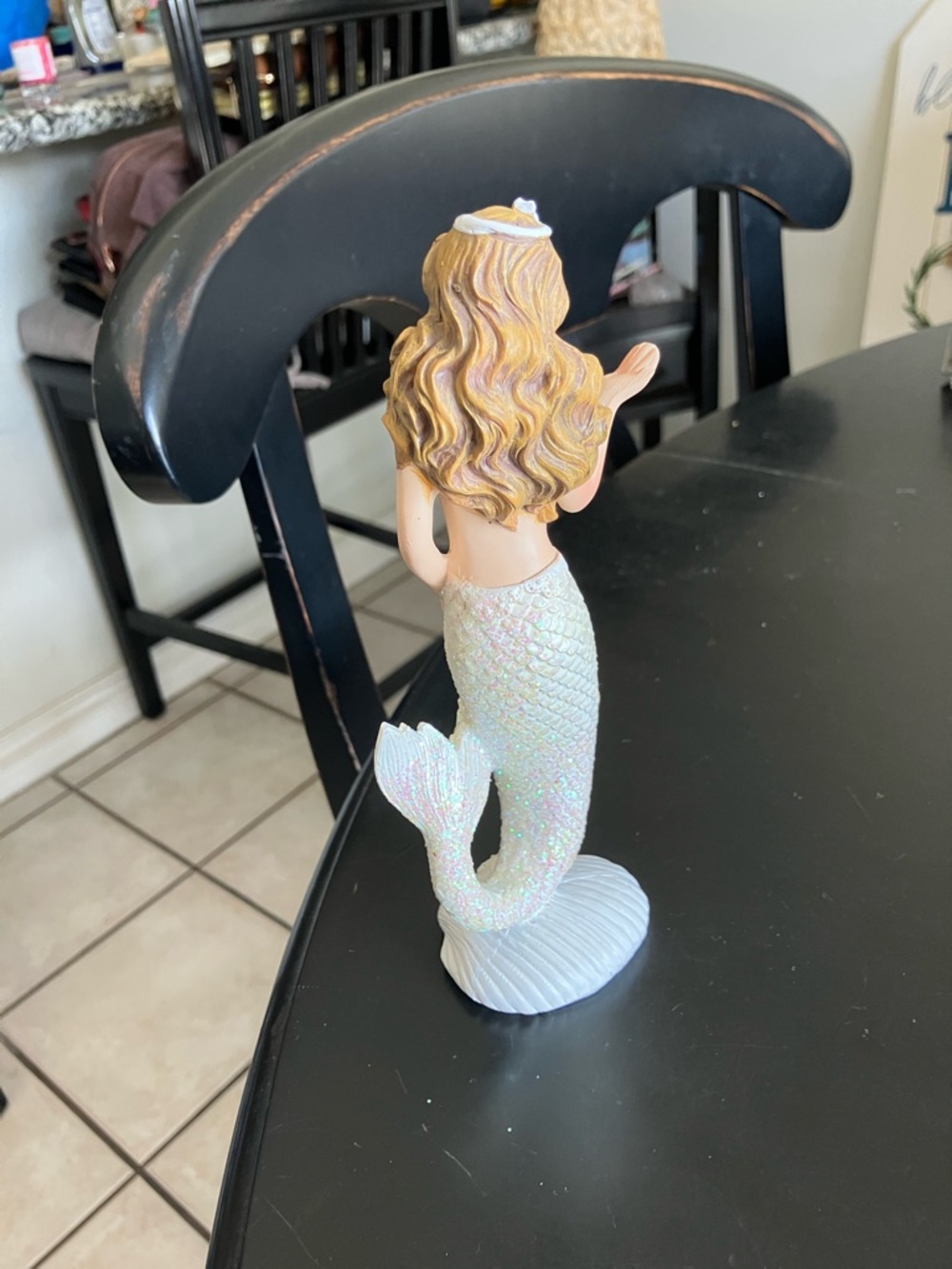 White Iridescent Mermaid Figurine Decorative Statue - Picture 3 of 7
